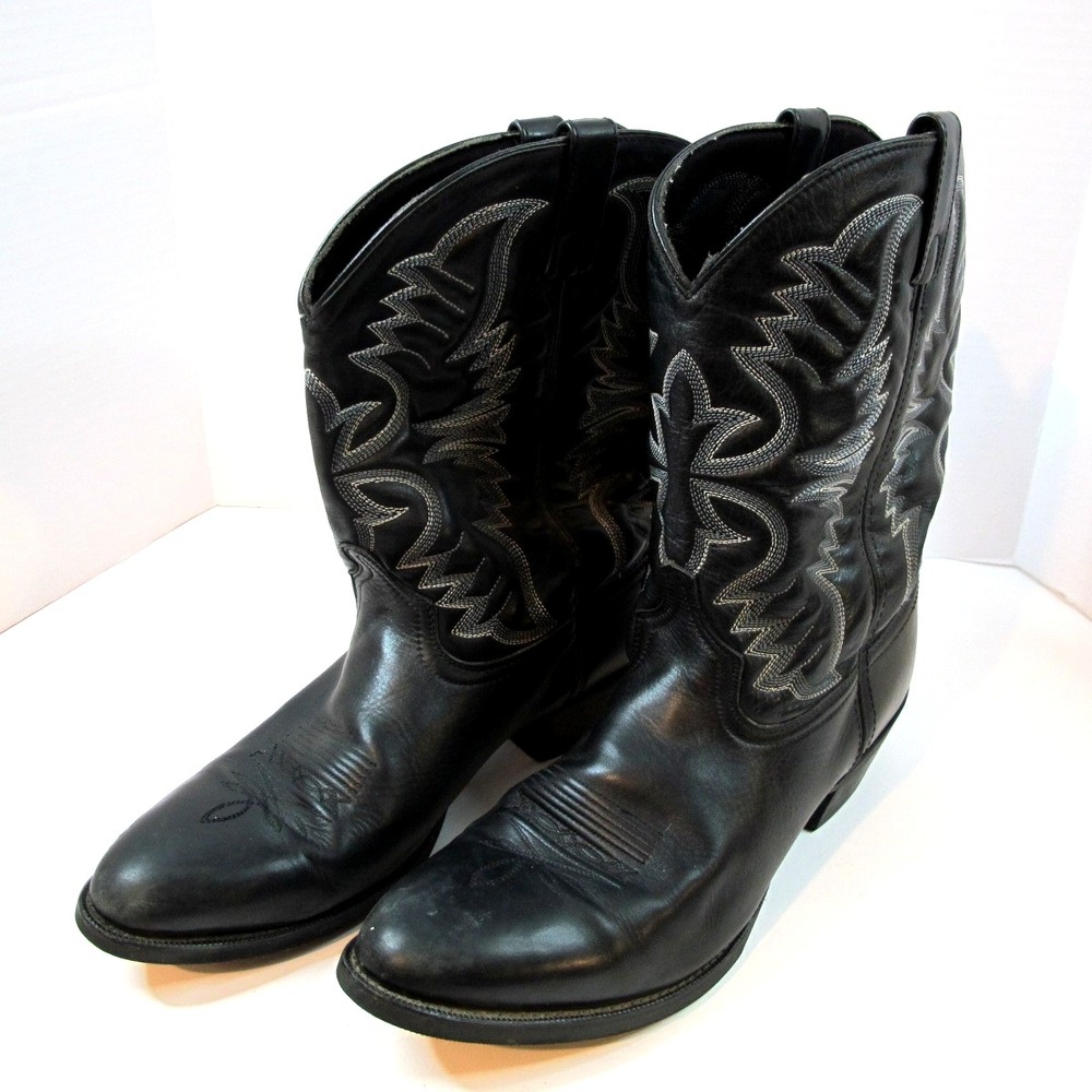 Laredo‎ Leather Birchwood Black Cowboy Boots 032974 Men's Size Size 14 D